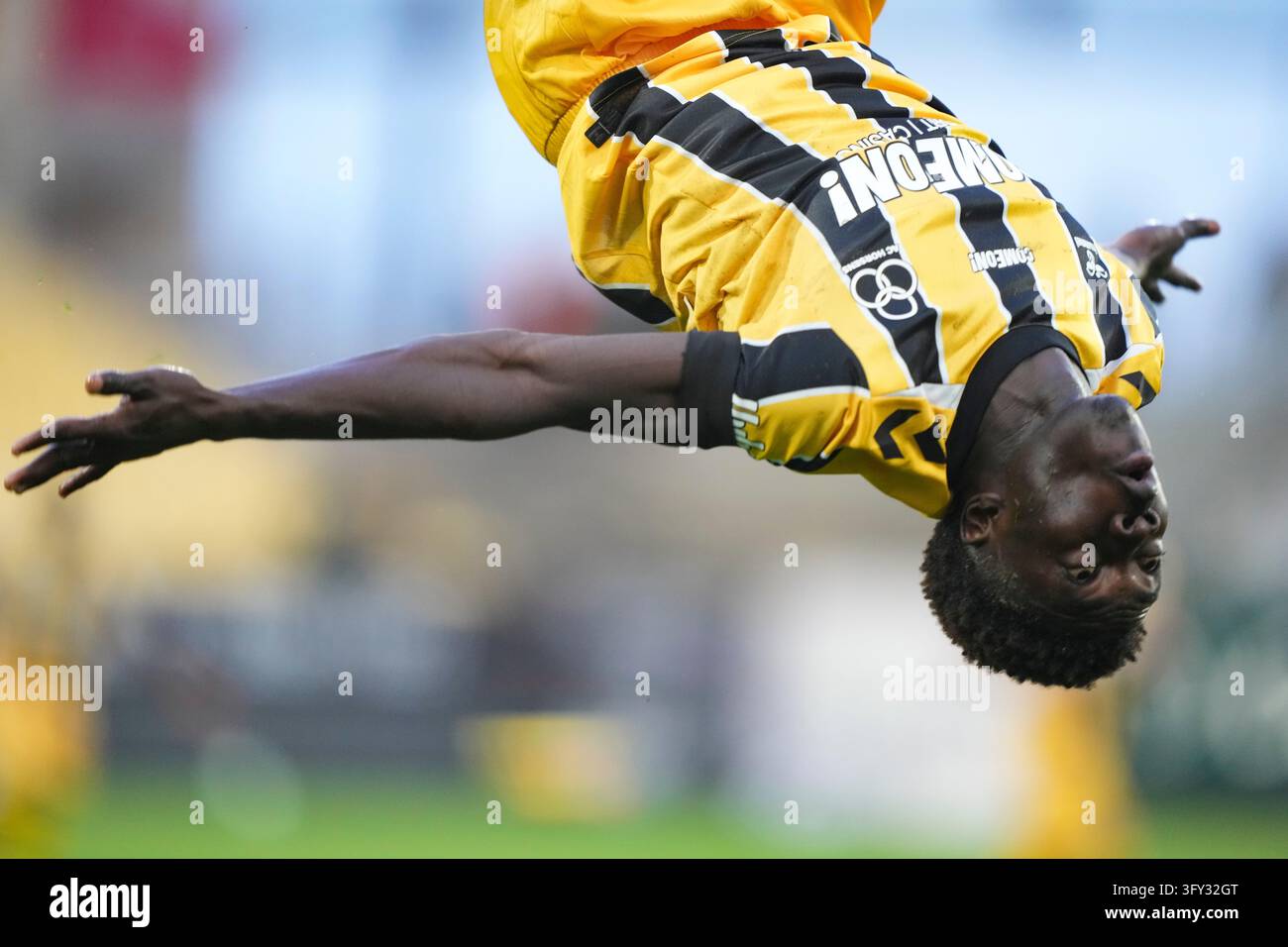 Fisker Sign Double AC Horsens goalscorer Kingsley Bimpong celebrates during the ...