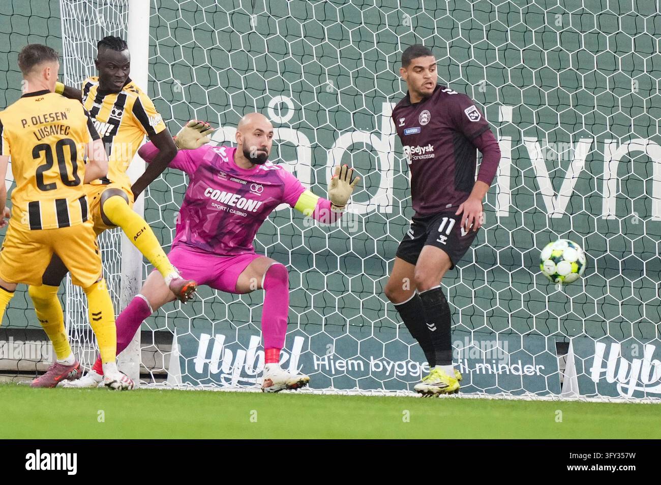 Fisker Sign Goalkeeper Matej Delac from AC Horsens against Osaze De Rosario for ...