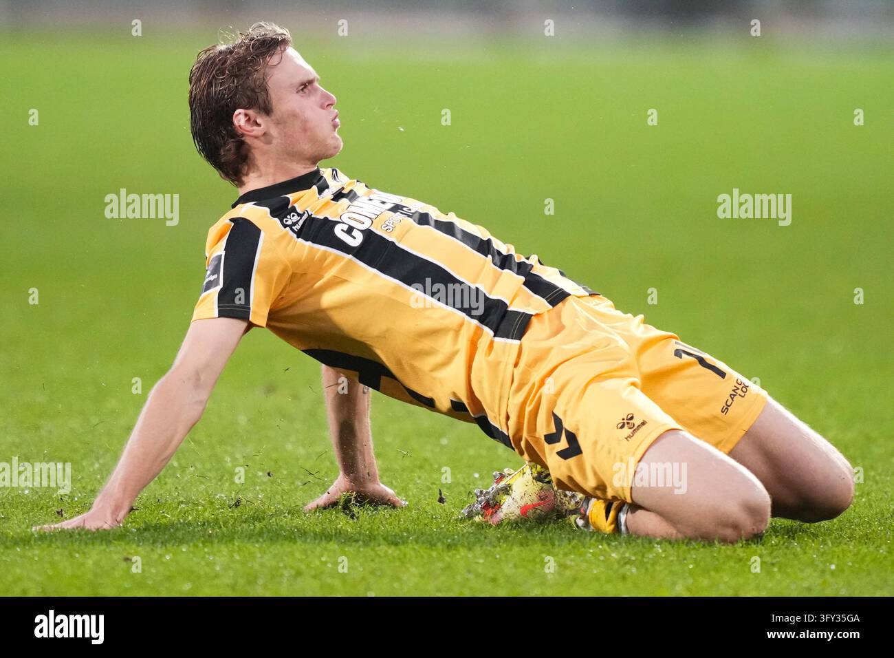 Fisker Sign Double goal scorer Julius Madsen from AC Horsens celebrates during the ...