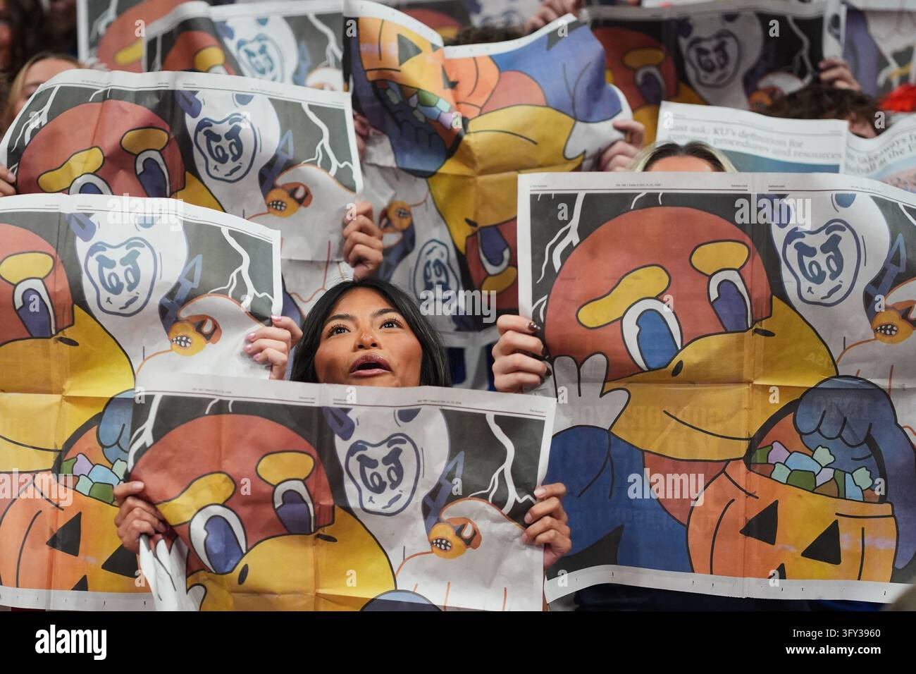 Cheer Chant Vector A Kansas fan cheers during introductions before an exhibition NCAA ...