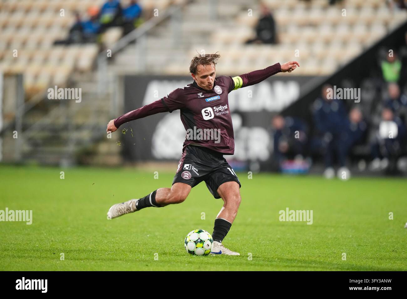Fisker Sign Mathias Olesen for Soenderjyske during the Superliga match between AC ...