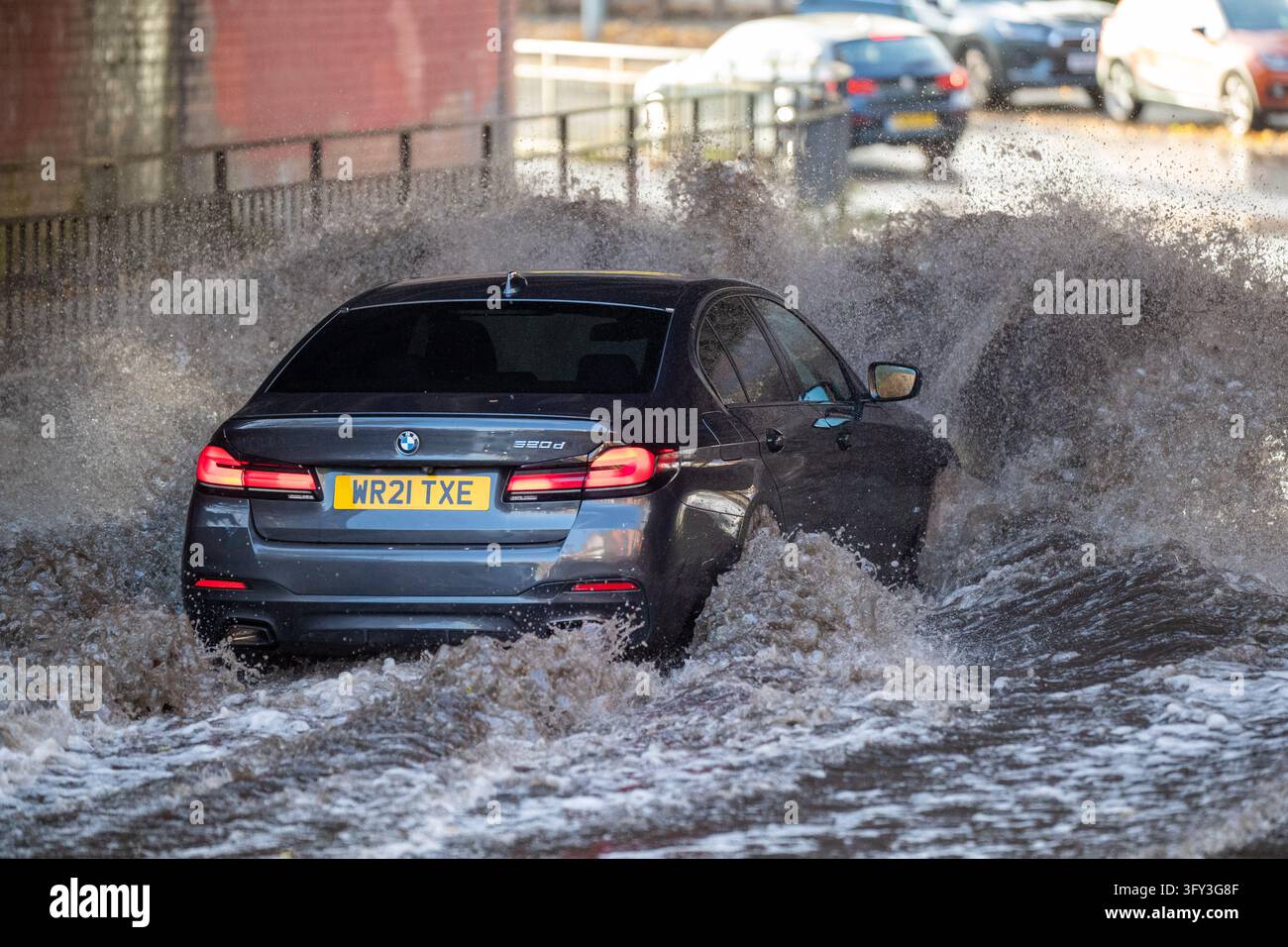 Jacobs Vector Flooding on roads after Storm Boelo hit Glasgow with reported over 80 ...