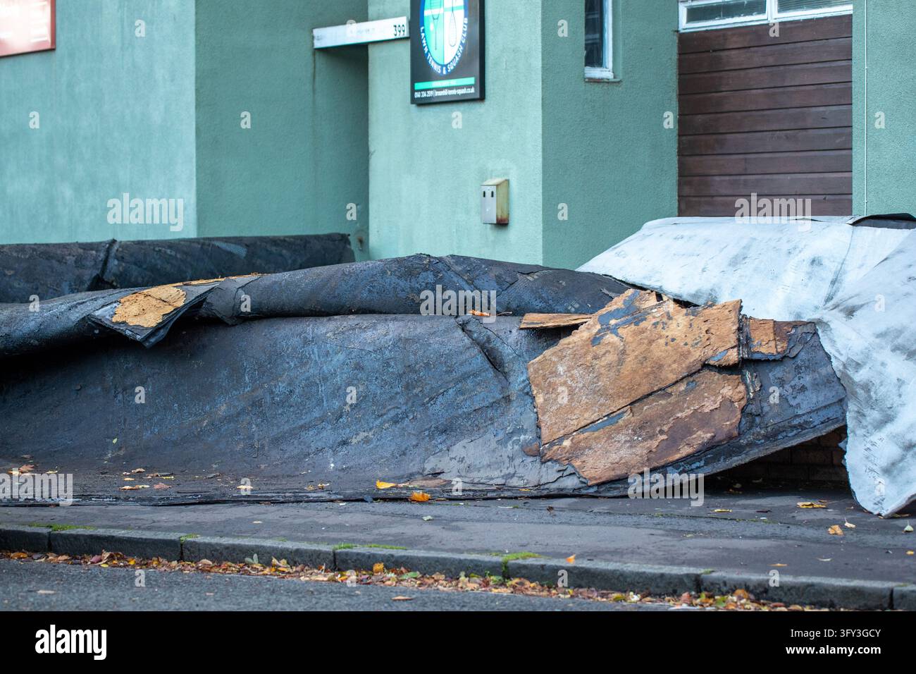 Jacobs Vector Broomhill Squash building with a damaged from Storm Boelo after it hit ...