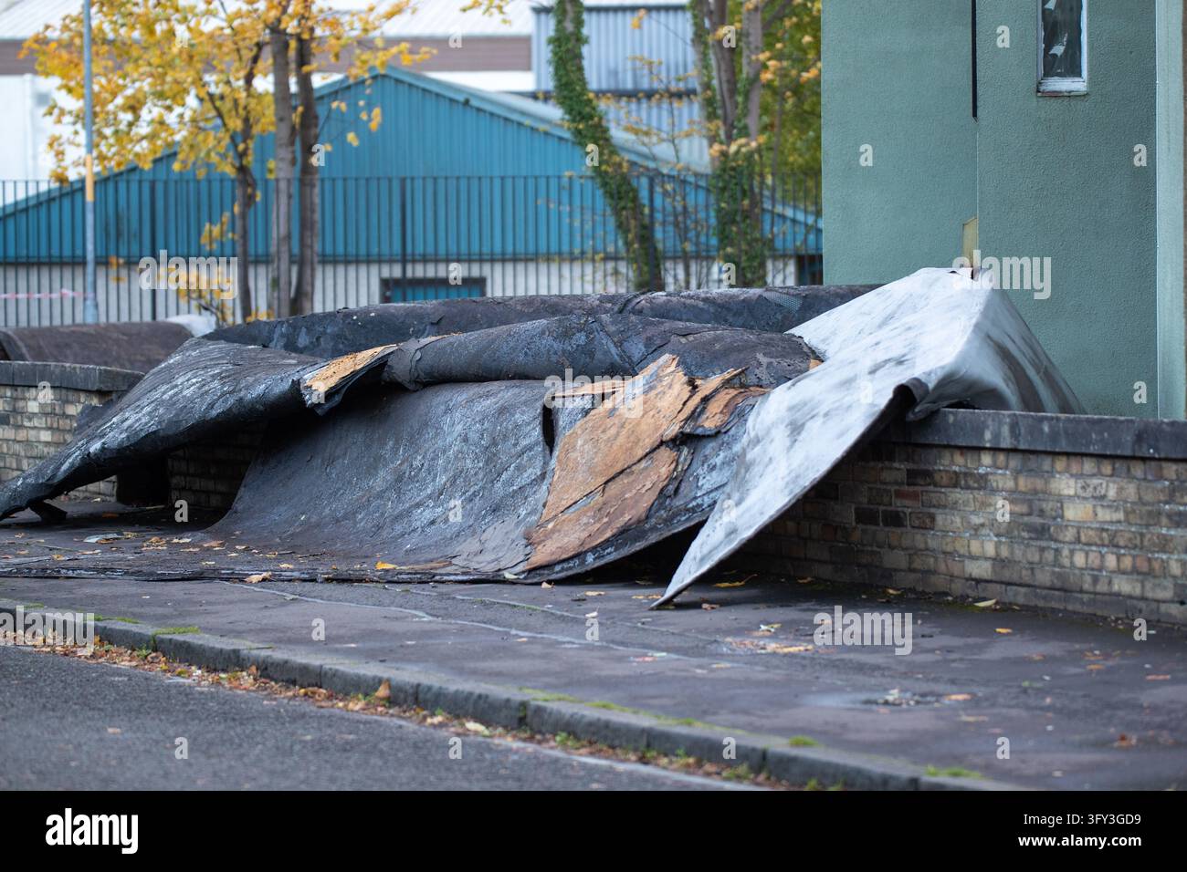 Broomhill Squash building with a damaged from Storm Boelo after it hit ...