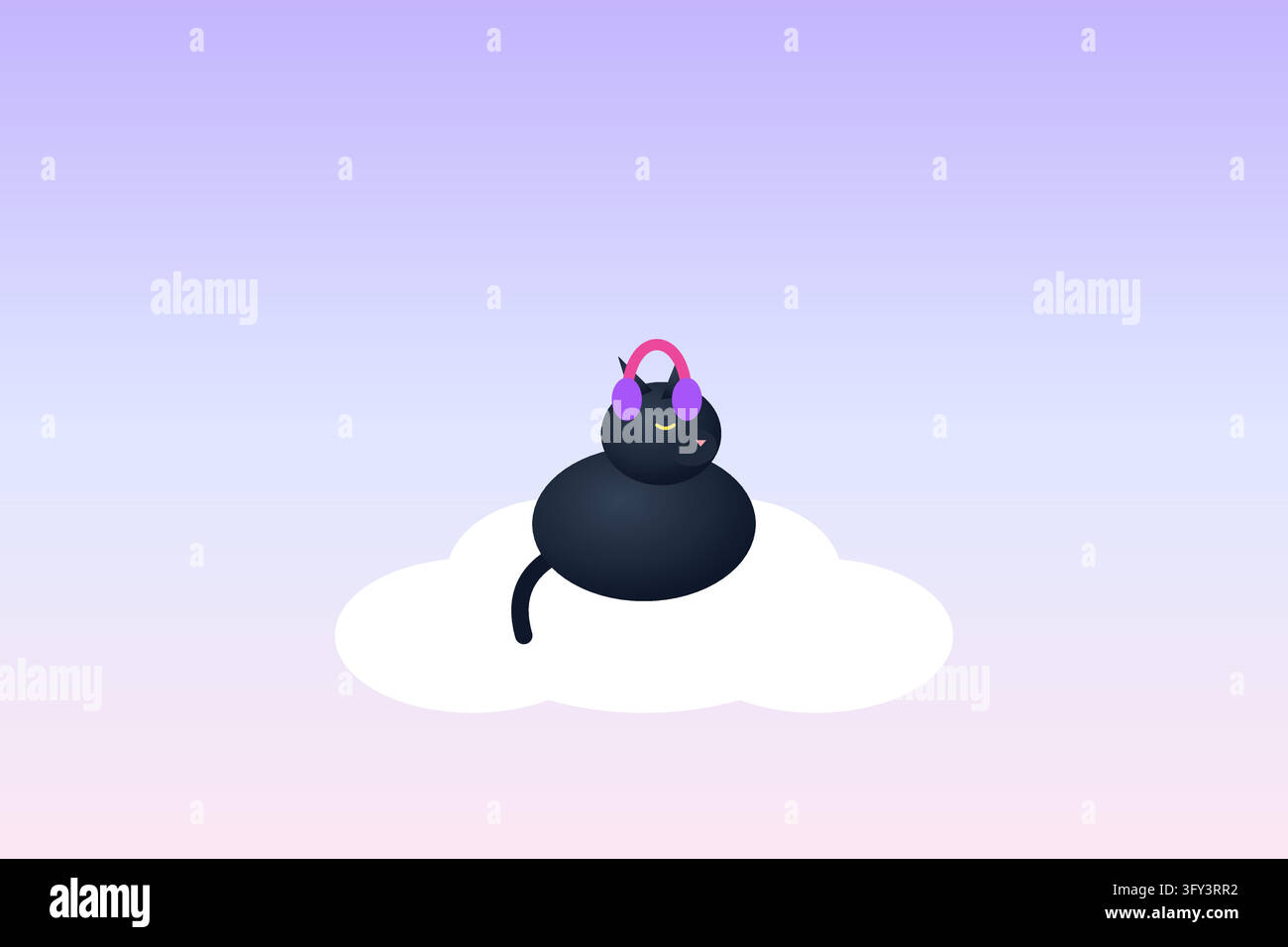 Panther Wearing Headphones on a Pastel Cloud Vector Illustration Stock ...