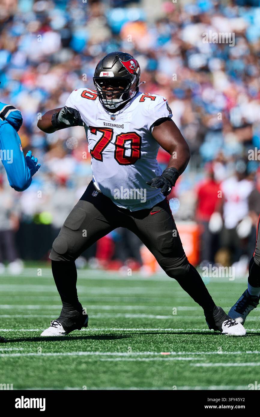 Football Block Image Vector Tampa Bay Buccaneers offensive tackle Benjamin Chukwuma (70) prepares ...