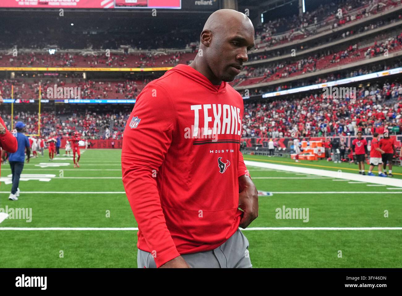 No Loss Vector Houston Texans head coach DeMeco Ryans walks off the field following an ...