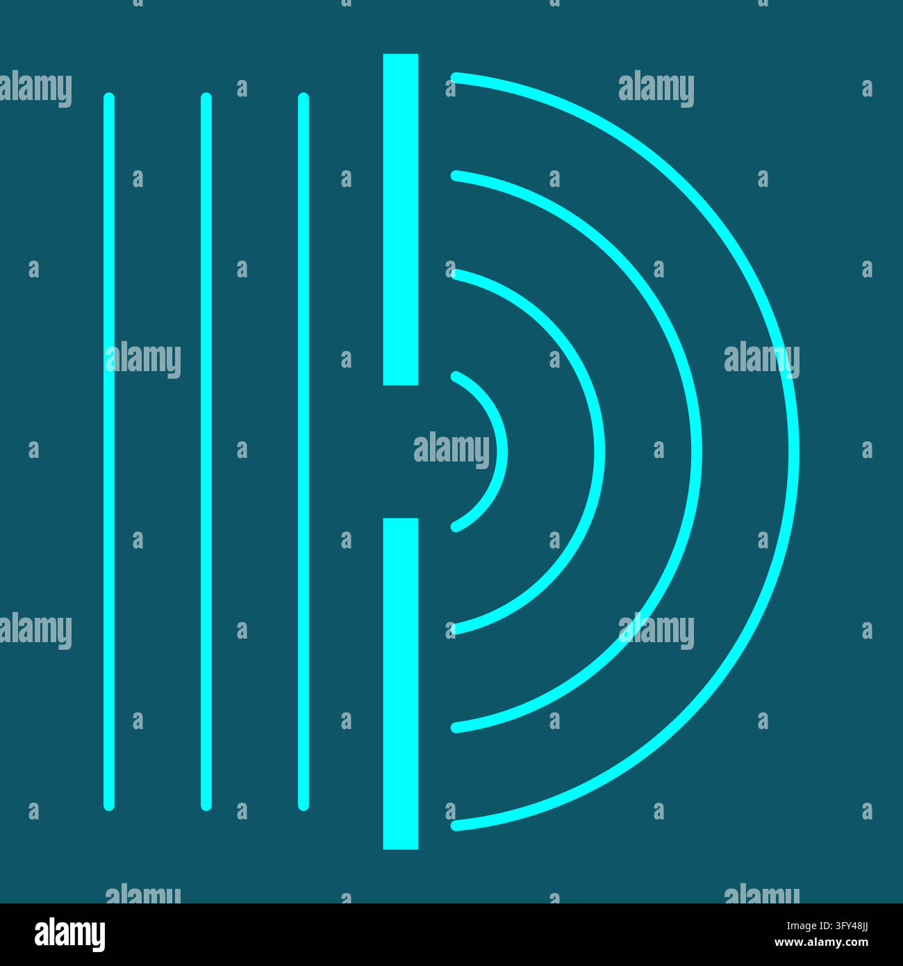 Wave Diffraction - physics concept icon showing how waves bend around ...