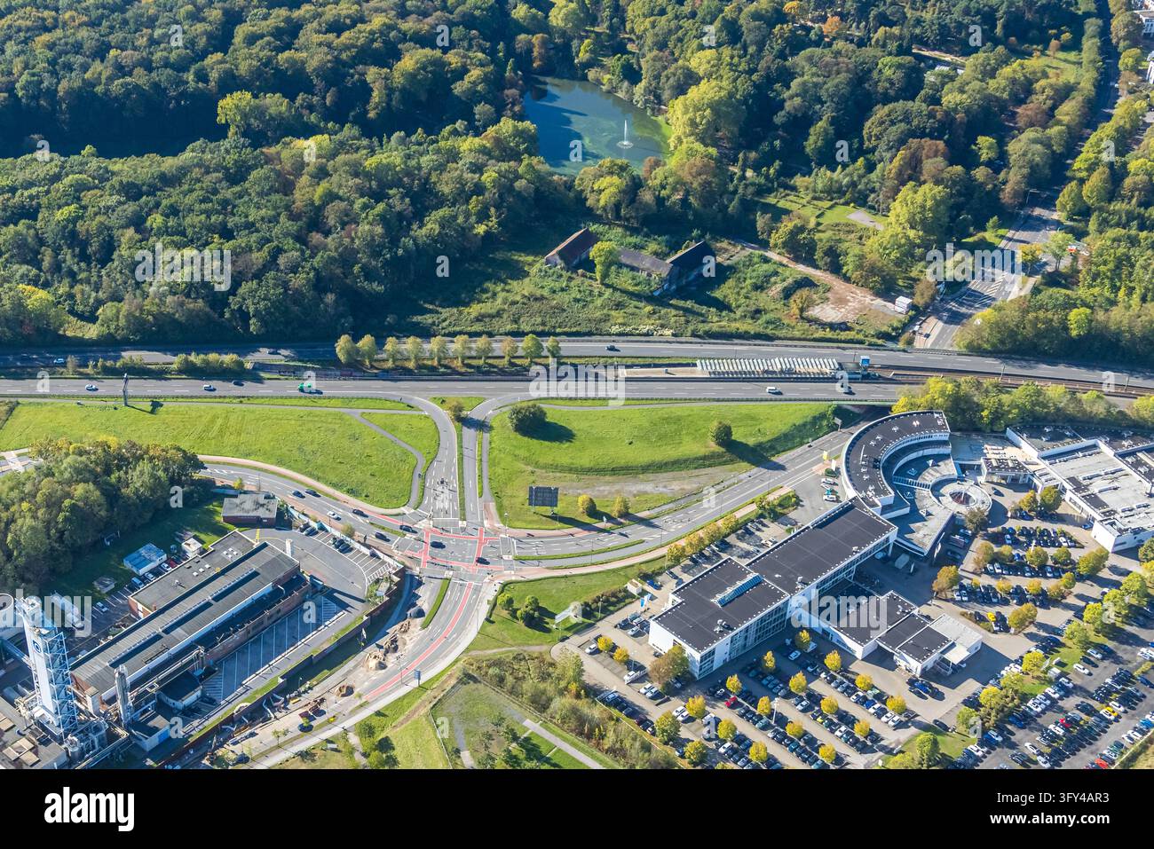 Luftbild, Straßemkreuzung mit Radweg Nortkirchenstraße, BMW und Mini ...