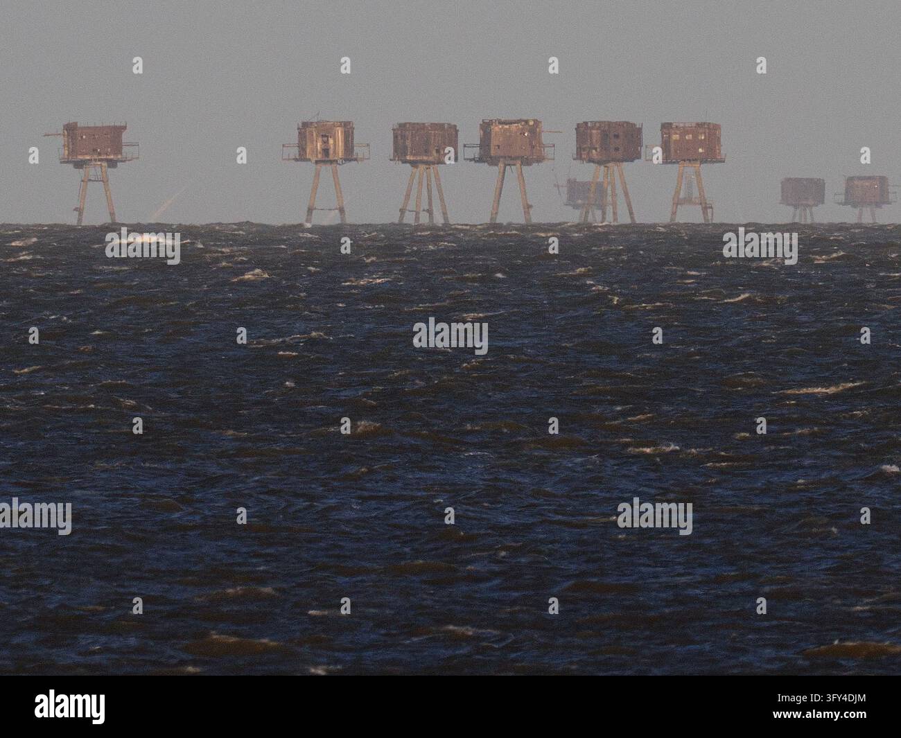Minster on Sea, UK. 25th Oct, 2026. UK Weather: Red Sands forts seen at ...