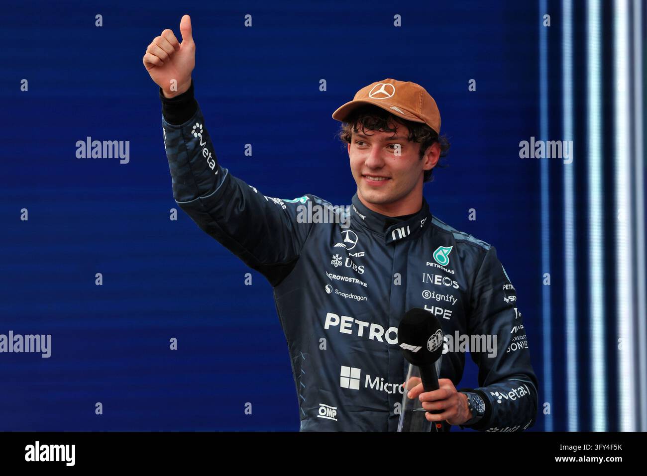 Race winner Andrea Kimi Antonelli (ITA) Mercedes AMG Formula One Team ...