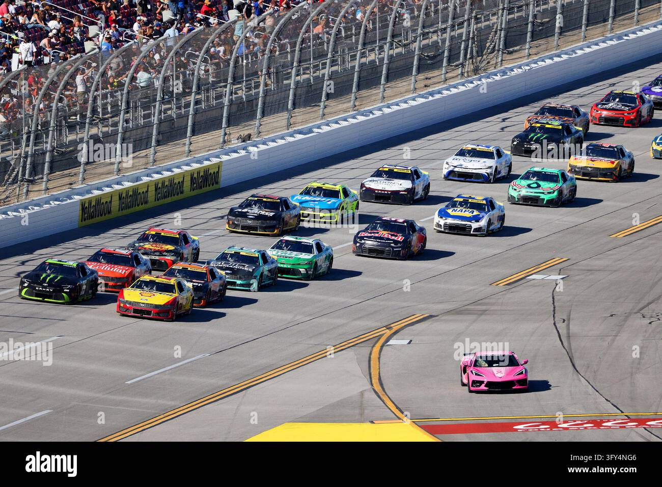 LINCOLN, AL - OCTOBER 25: The Chevrolet pace car pulls off the track to ...