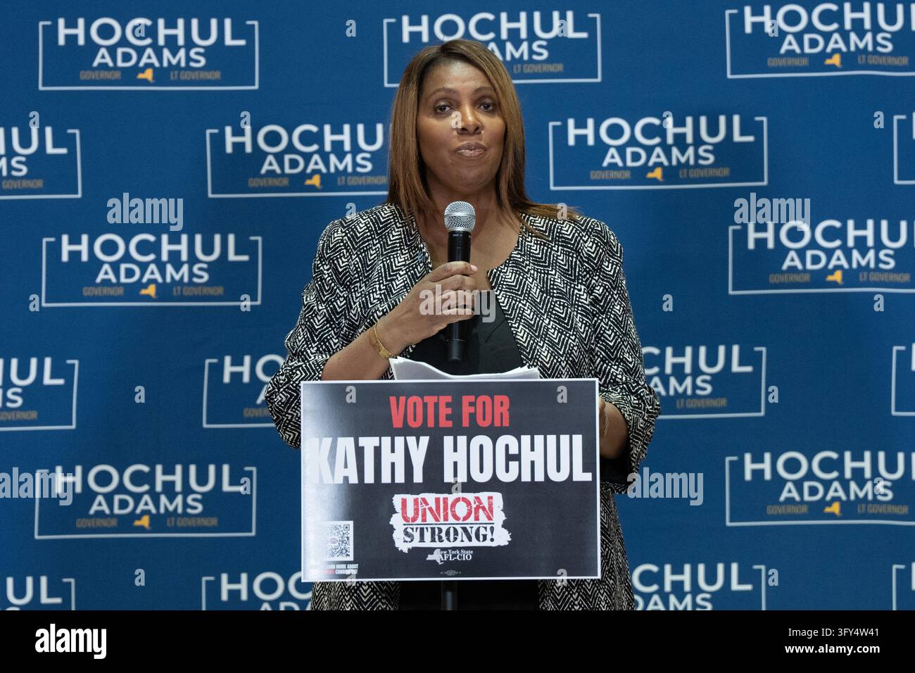 State Attorney General Letitia James speaks during rally to start ...