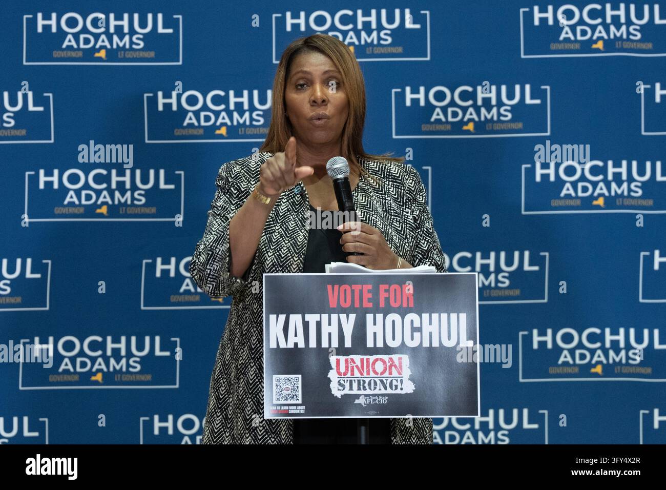 State Attorney General Letitia James speaks during rally to start ...