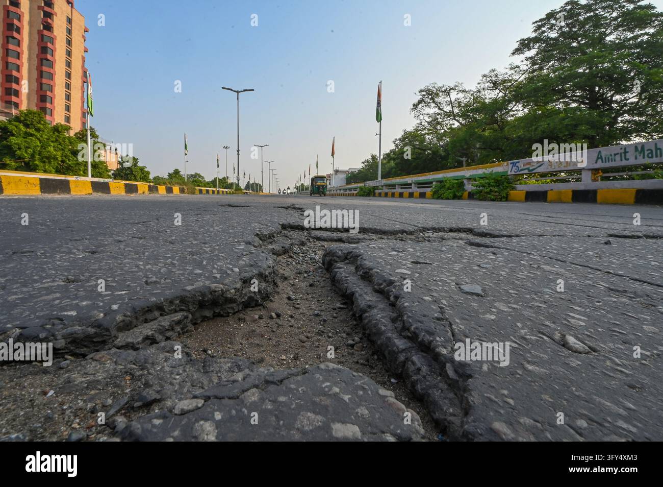Cracks Rode Picture NEW DELHI, INDIA - OCTOBER 25: A view of cracks and damaged sections of ...