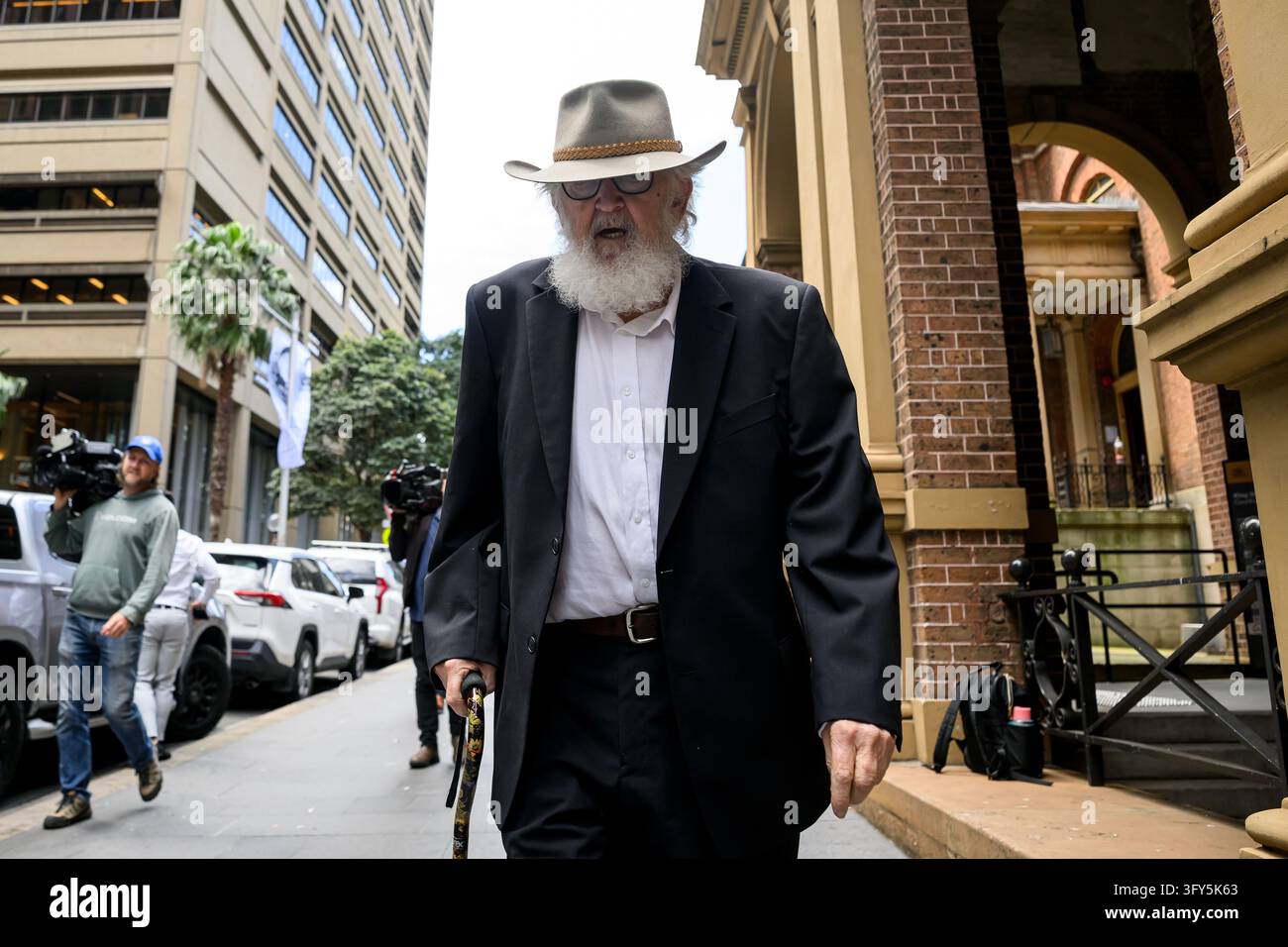 Aaron Govendir during a lunch break at the NSW Supreme Court, in Sydney ...