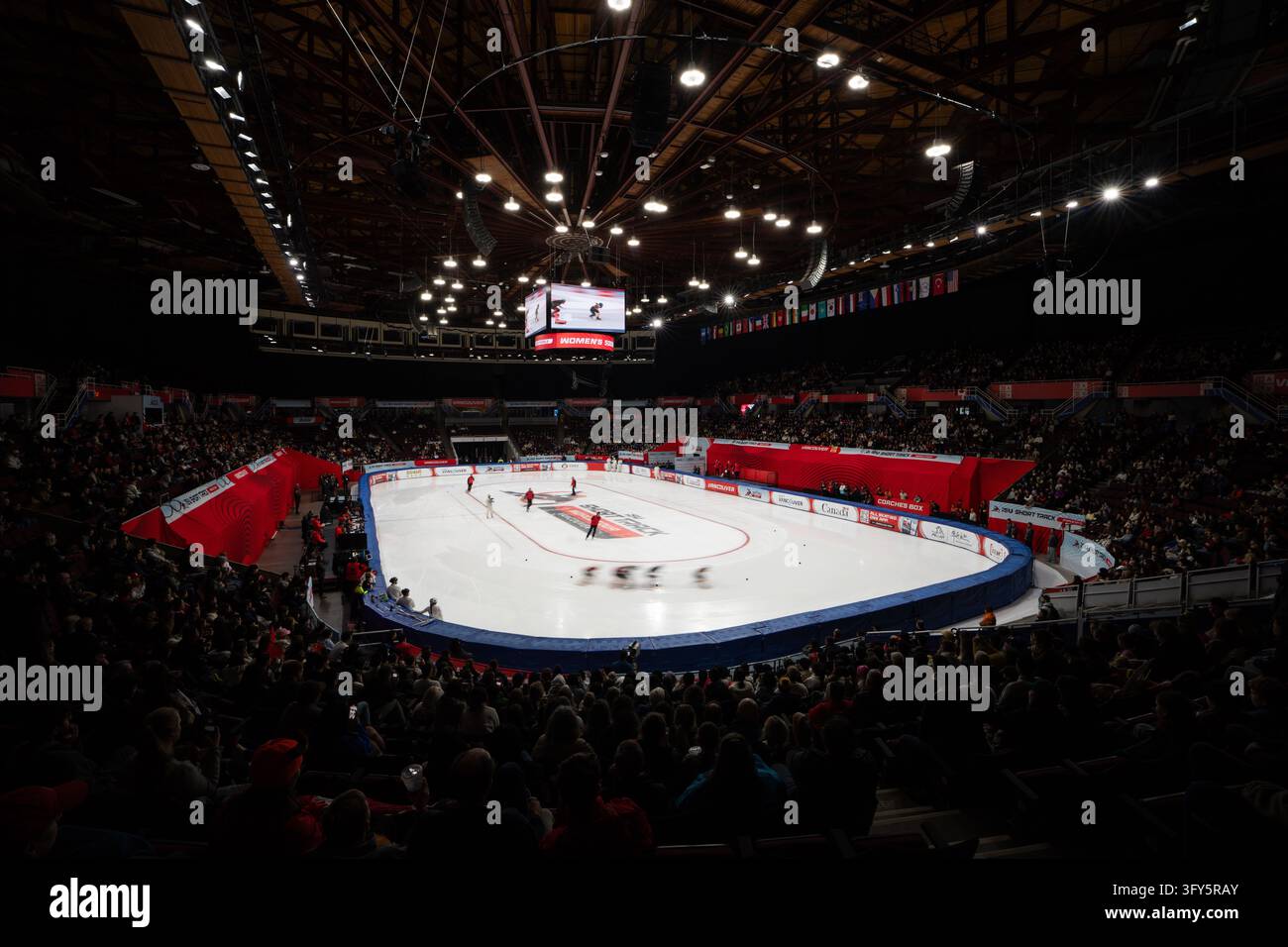 Skaters race during an ISU short track speed skating world tour event ...