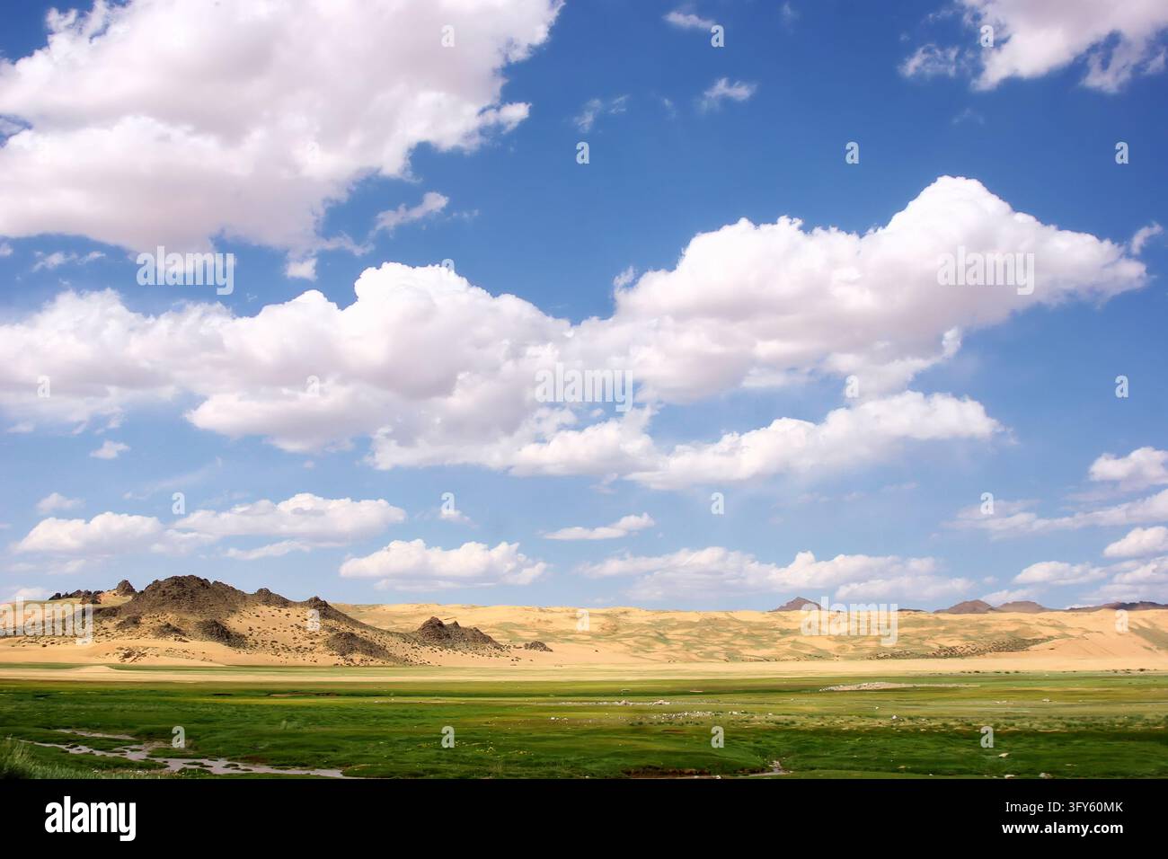 Majestic sand mountains and wind-rippled dunes in the Gobi Desert of ...