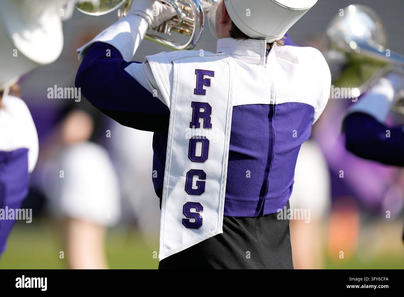 October 24, 2026: A member of the TCU Horned Frogs marching band ...