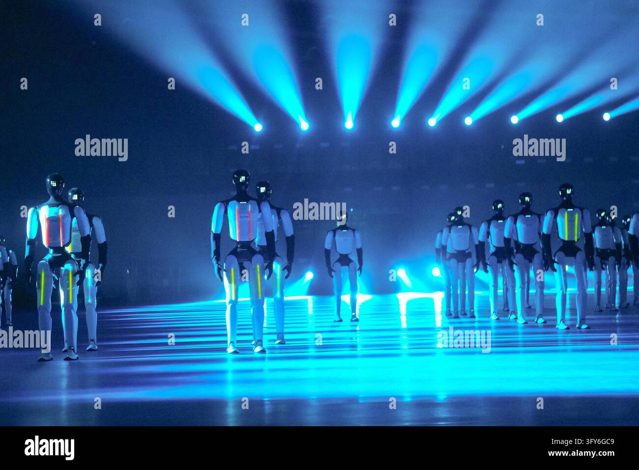 A total of 110 domestically produced humanoid robots danced in unison ...