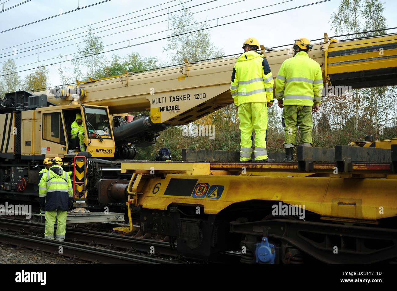 Illustration picture shows a tour of the Infrabel construction site ...