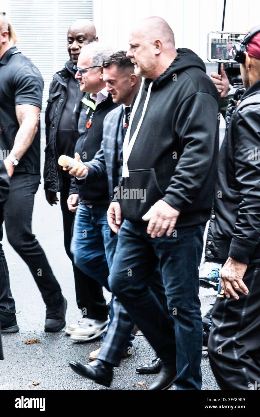 London, United Kingdom. 26th October 2026. Tommy Robinson arrives at ...