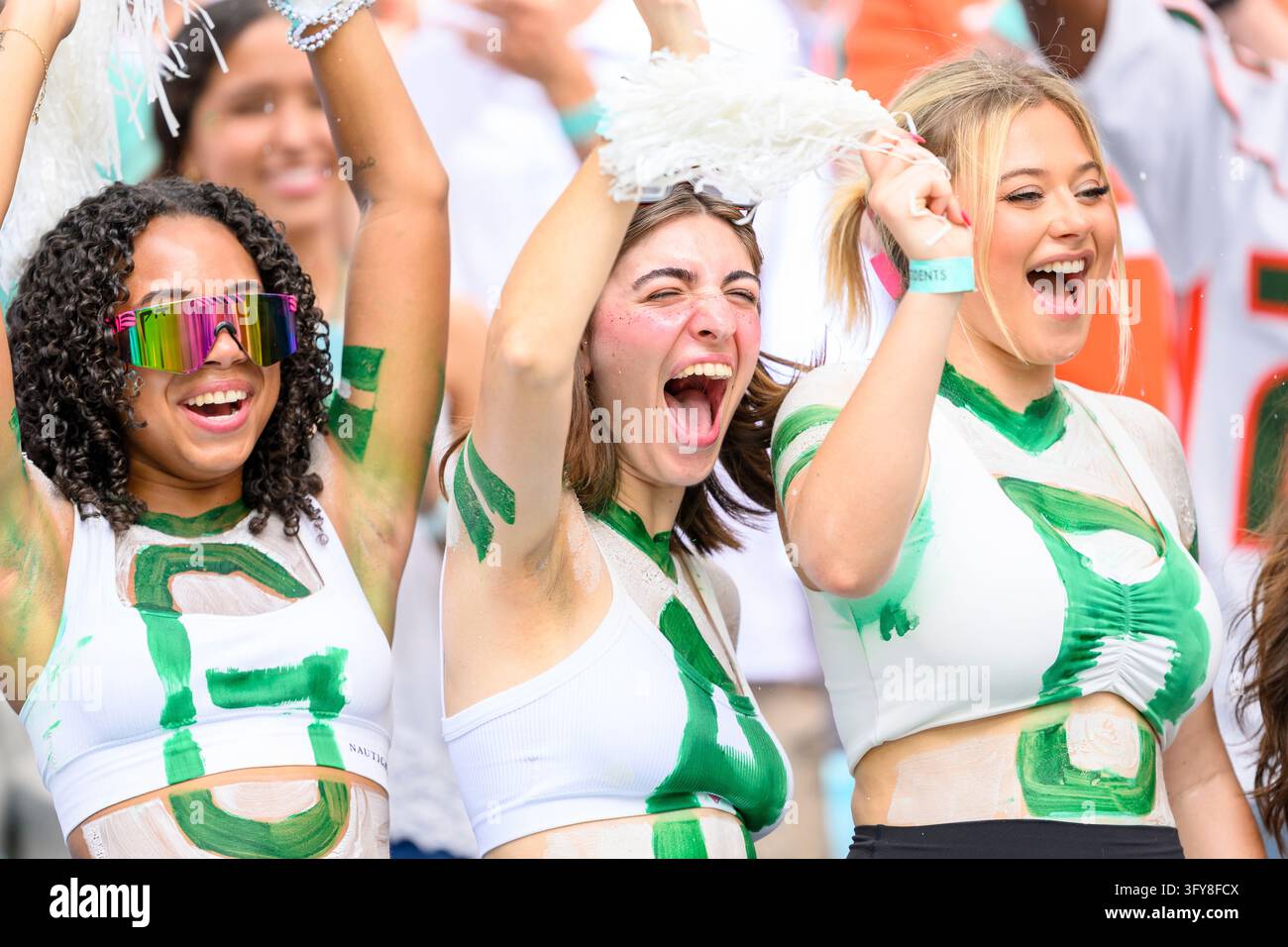 MIAMI GARDENS, FL - OCTOBER 24: Female University of Miami students ...