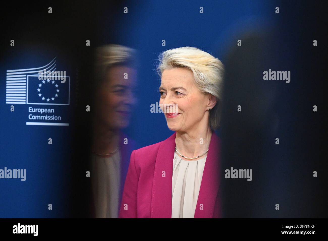 European Commission President Ursula von der Leyen issues a statement ...