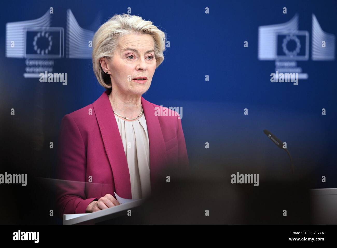 European Commission President Ursula von der Leyen issues a statement ...