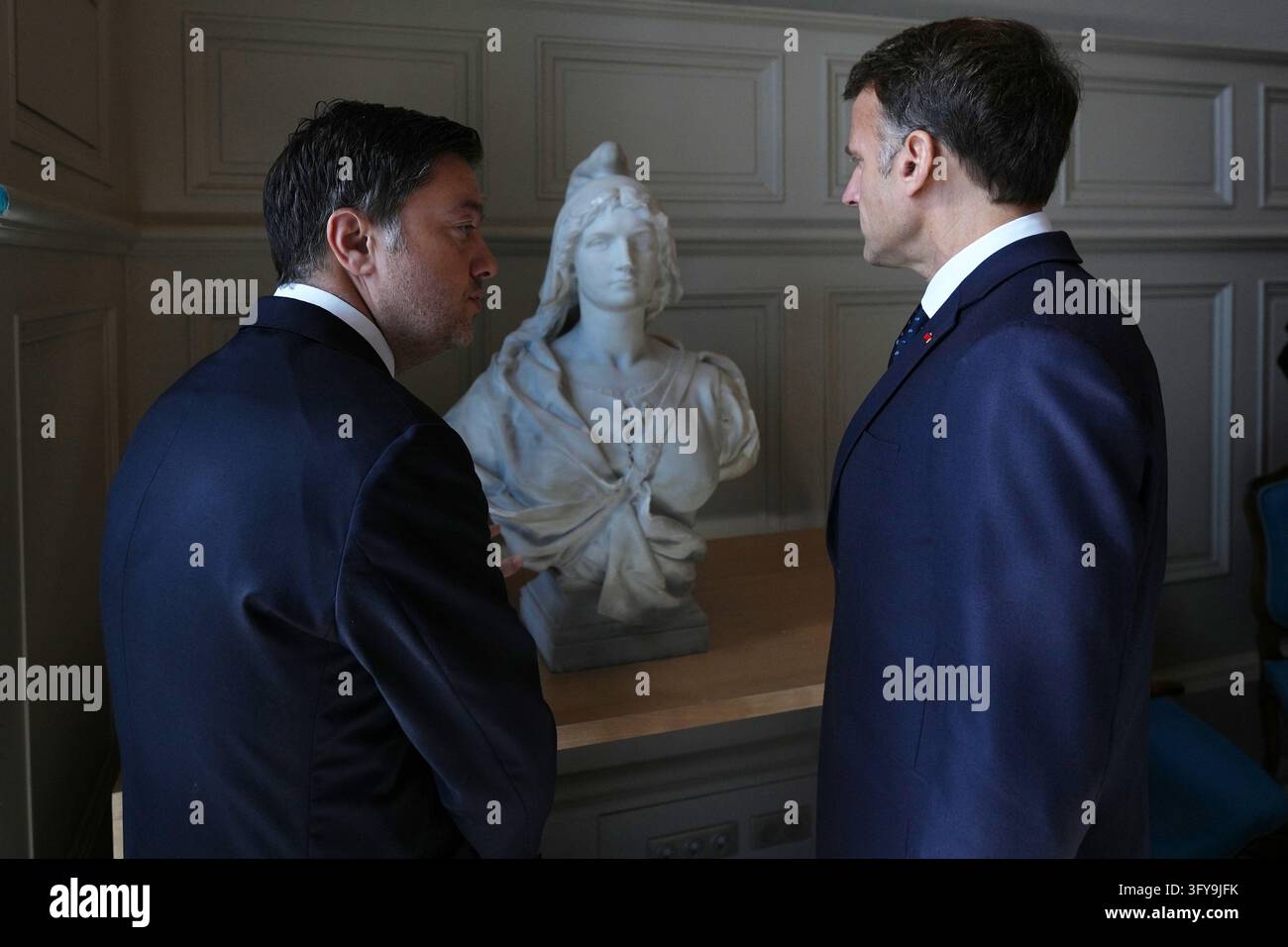 French President Emmanuel Macron and Marseille Mayor Benoit Payan ...