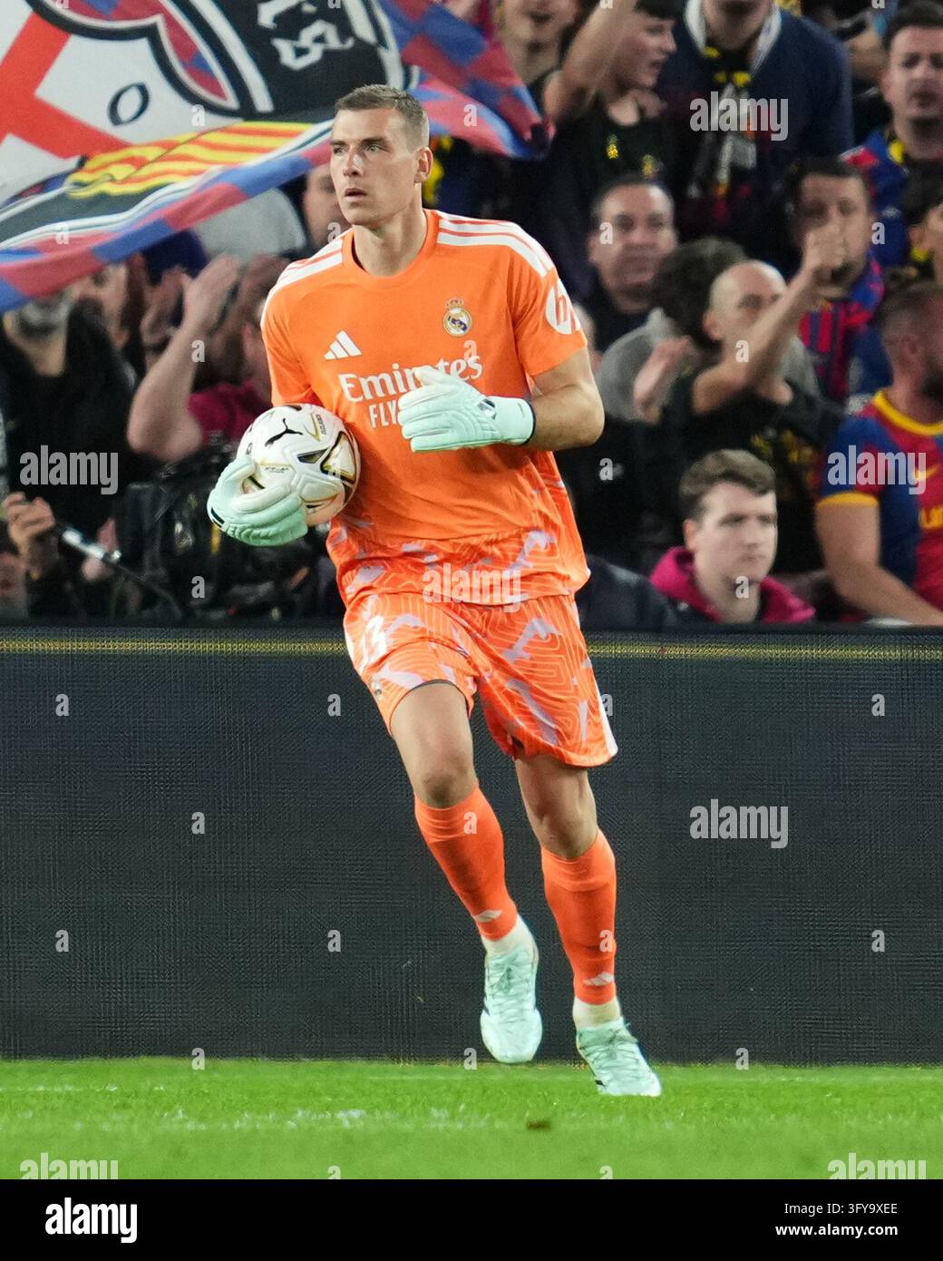 Xee Andriy Lunin of Real Madrid during the La Liga EA Sports match between ...