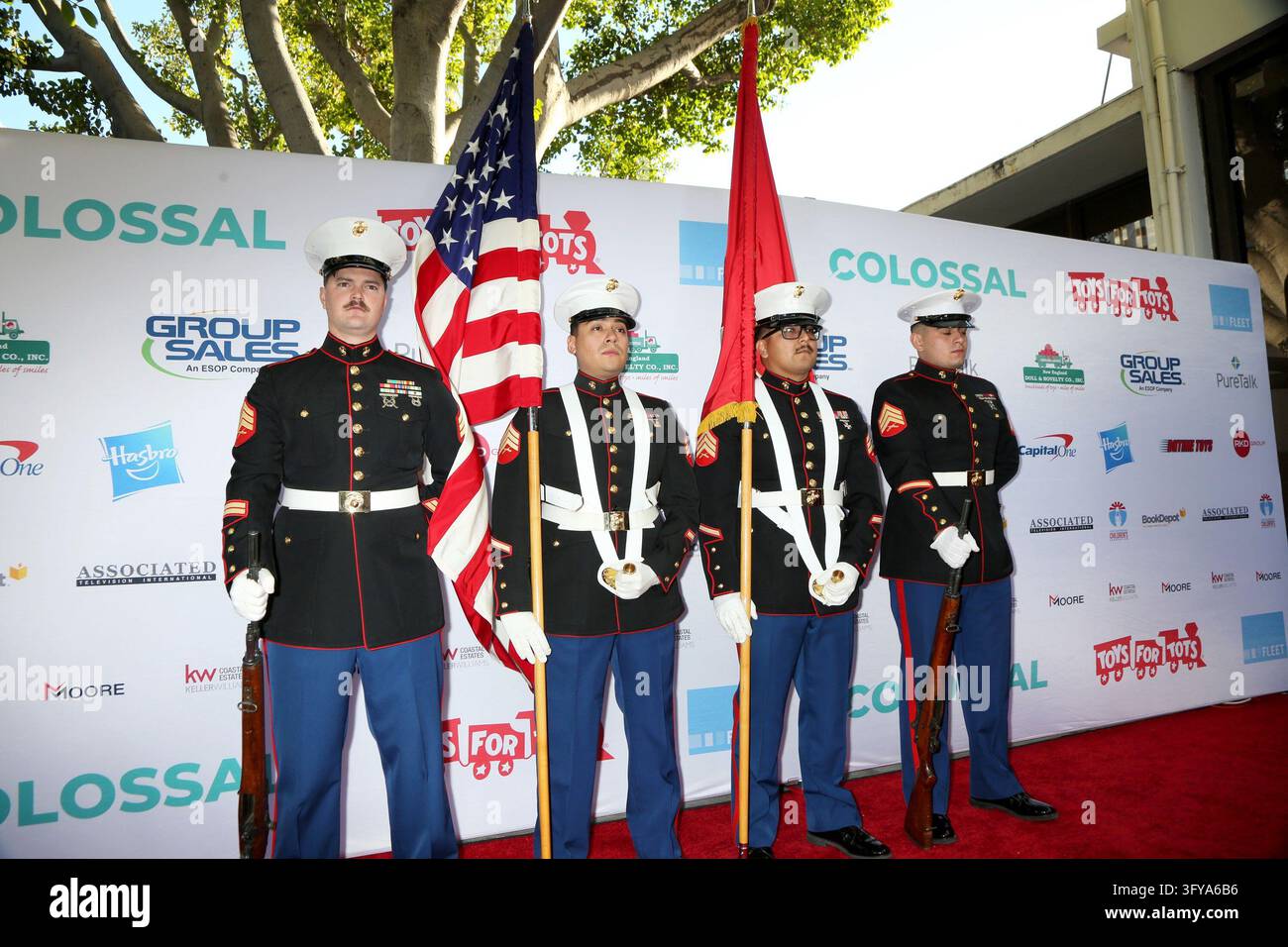 Universal Search US Marine Color Guard at arrivals for Marine Toys For Tots
