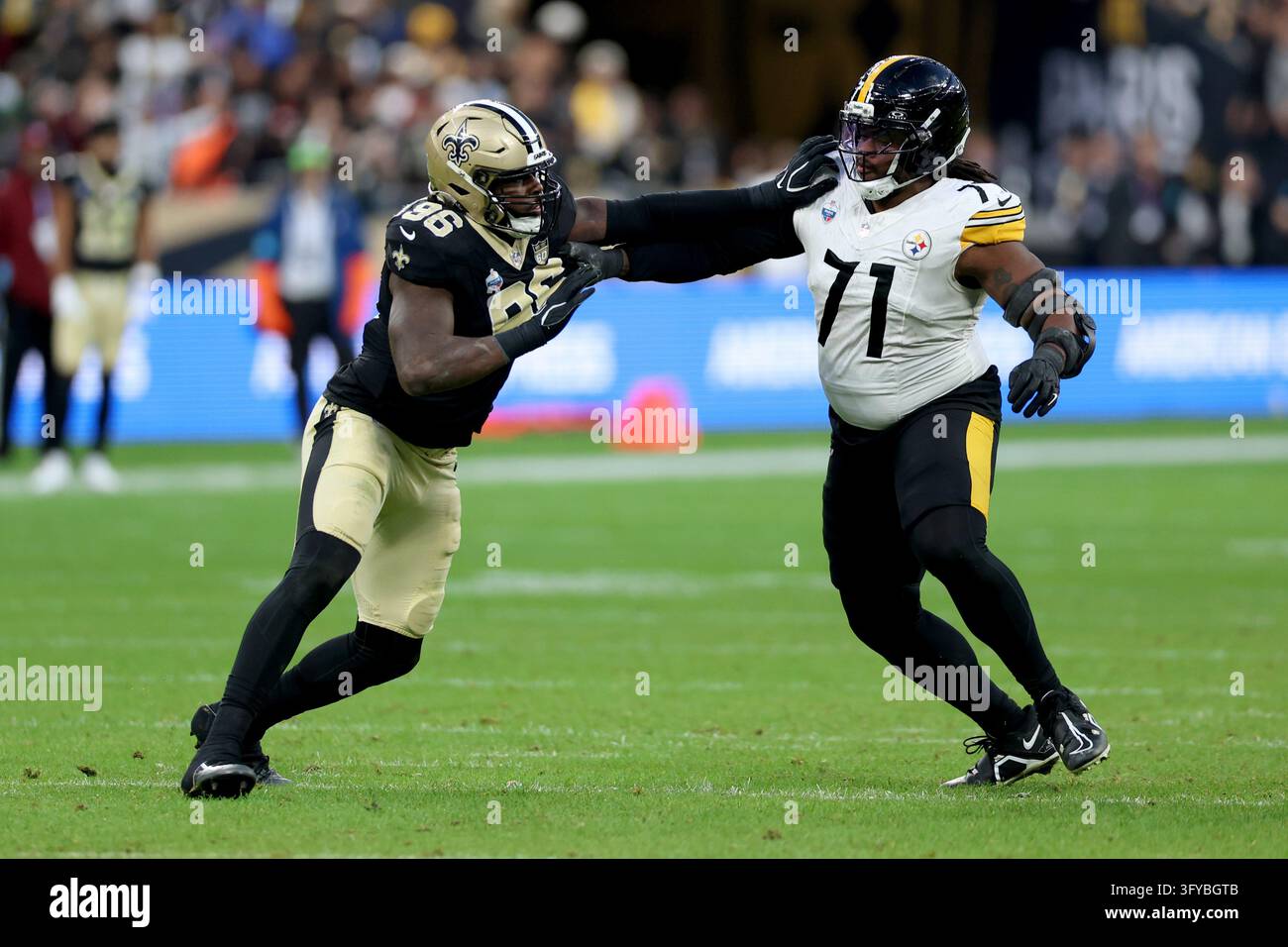 Football Block Image Vector Pittsburgh Steelers Max Iheanachor (71) blocks against the New Orleans ...