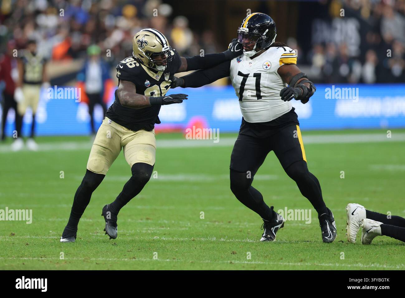 Football Block Image Vector Pittsburgh Steelers Max Iheanachor (71) blocks against the New Orleans ...