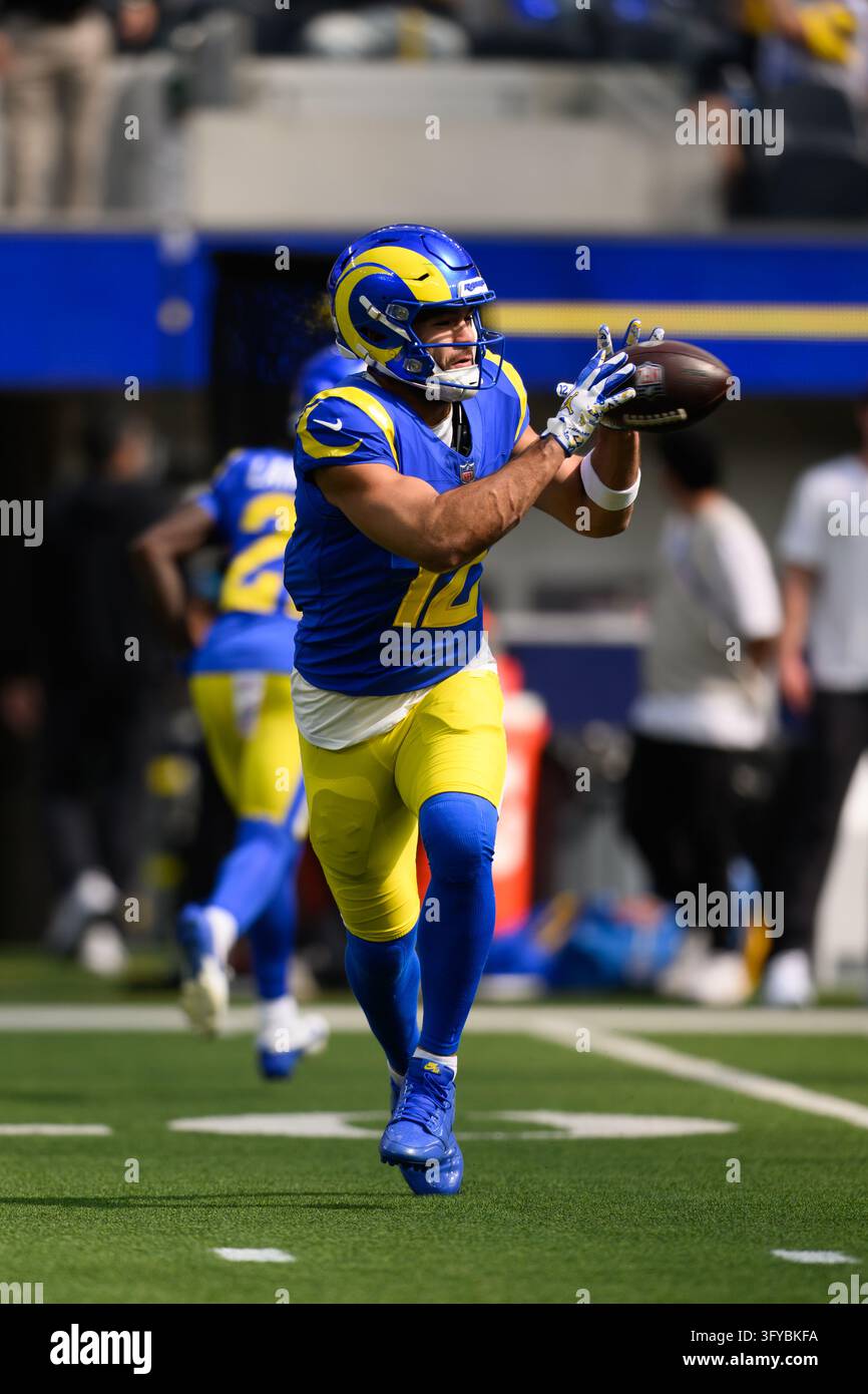 Los Angeles Rams wide receiver Puka Nacua (12) catches the ball before ...