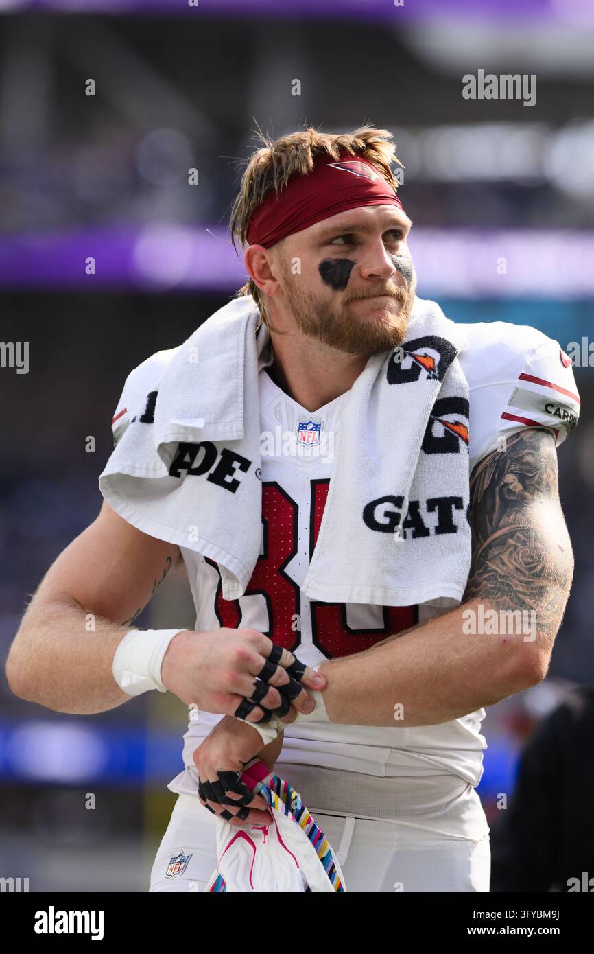 Arizona Cardinals tight end Trey McBride (85) walks back to the locker ...