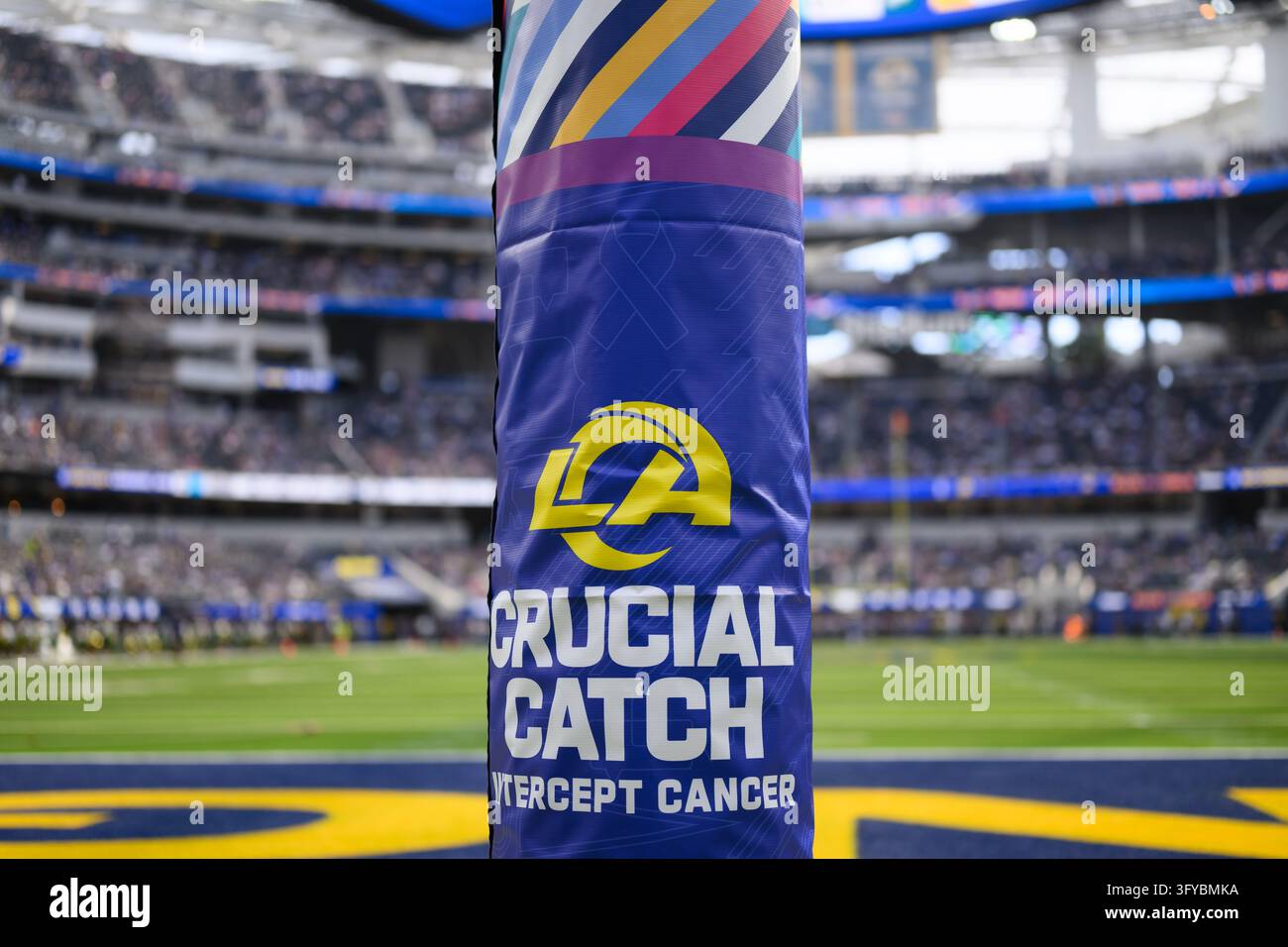Crucial Catch signage on a goal post before an NFL football game ...