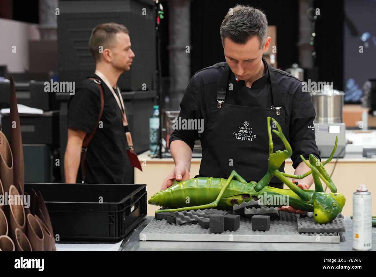 Sam Choco Samuel Fremaux, from France, competes with his chocolate creation ...