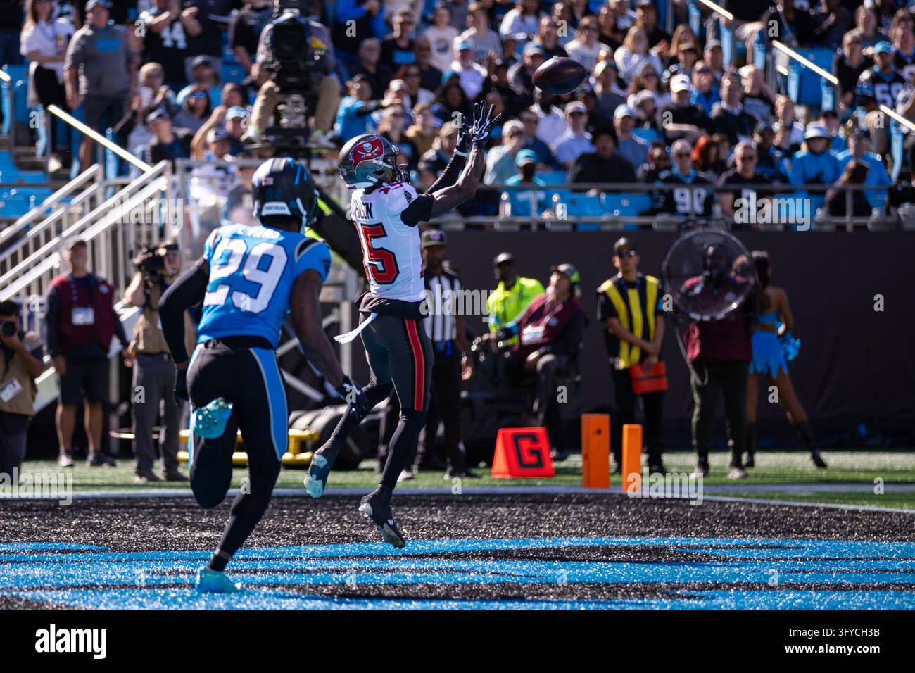 Tampa Bay Buccaneers wide receiver Tez Johnson (15) makes a catch for a ...