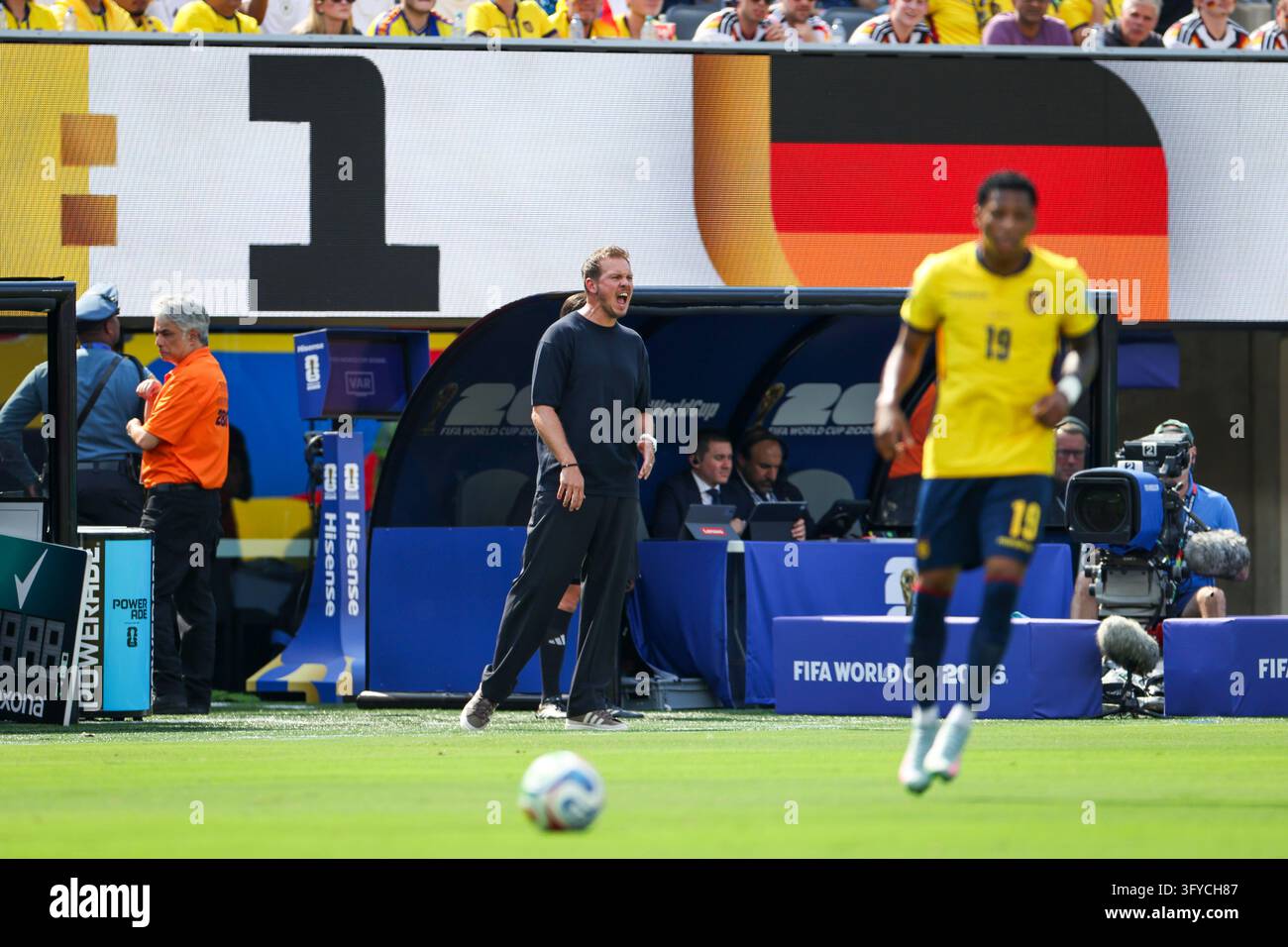 Germany Head Coach Julian Nagelsmann [GER] reacts during the Ecuador v ...