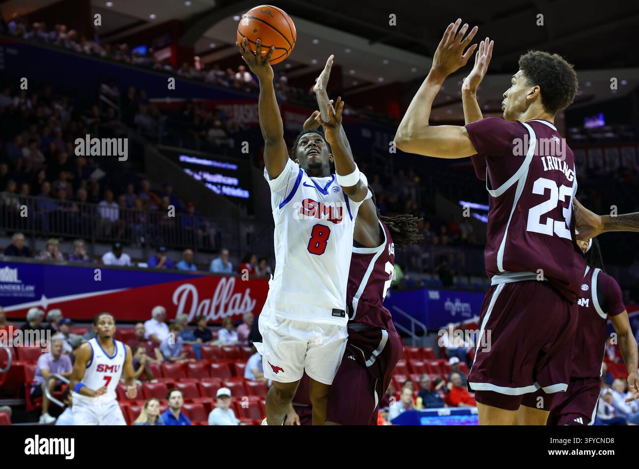 DALLAS, TX - OCTOBER 25: SMU Mustangs guard Cameron Lomax (#8) goes up ...