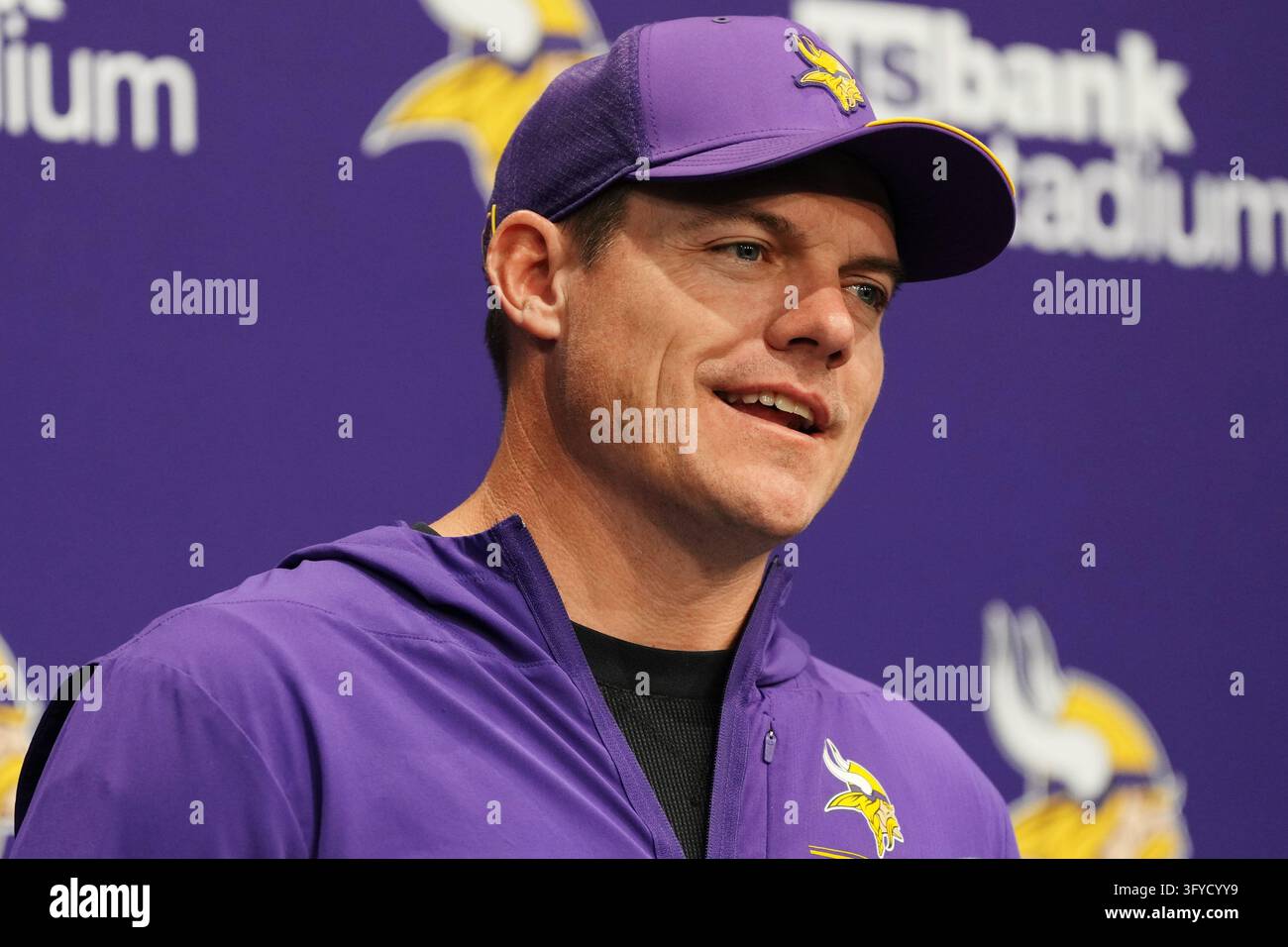 Minnesota Vikings head coach Kevin O'Connell speaks during a news ...