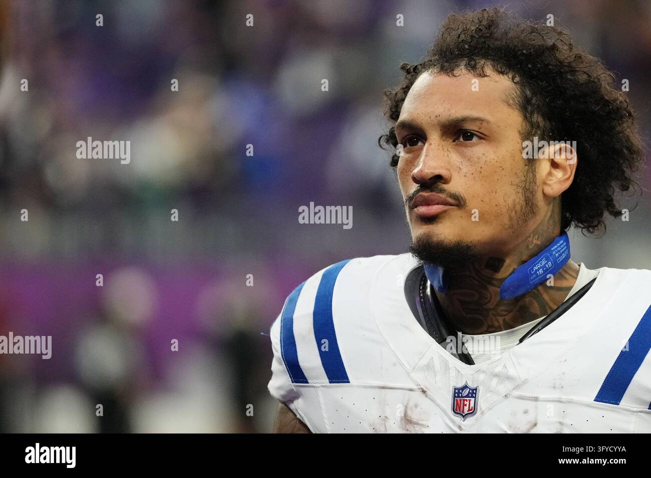 Indianapolis Colts running back Seth McGowan leaves the field after an ...