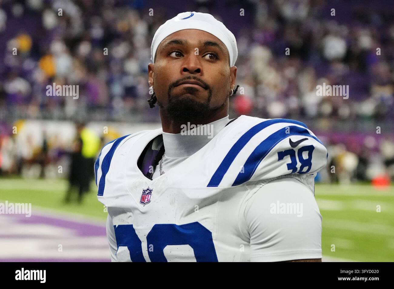 Indianapolis Colts safety Jonathan Owens leaves the field after an NFL ...