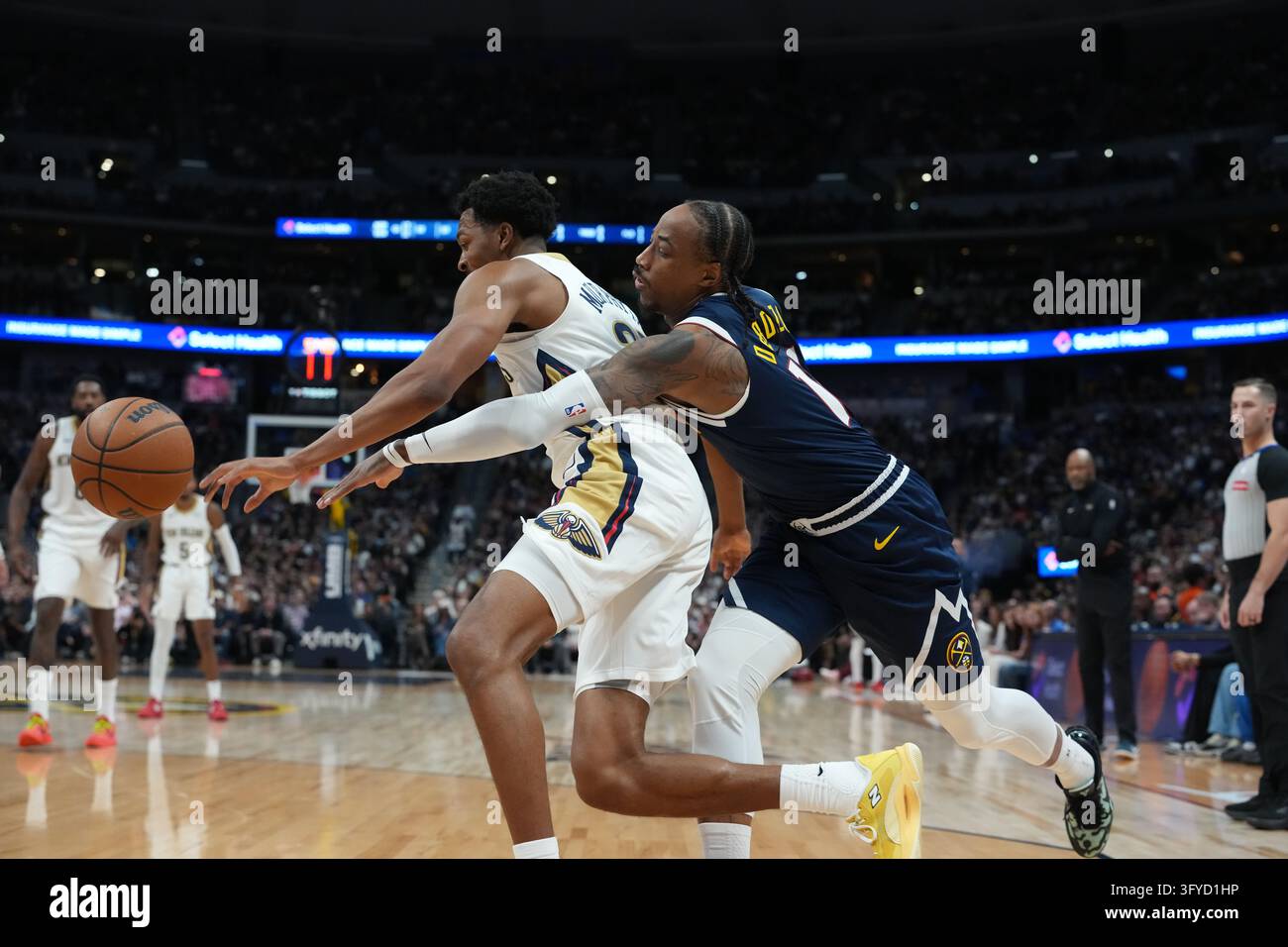 New Orleans Pelicans forward Trey Murphy III (25) drives past Denver ...