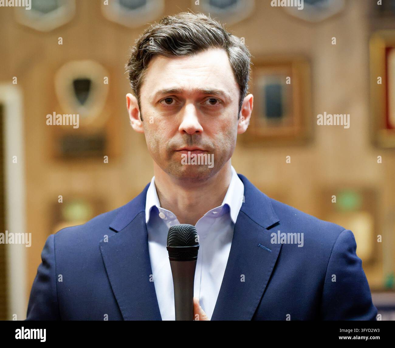 U.S. Senator Jon Ossoff speaks to supporters and local union members ...