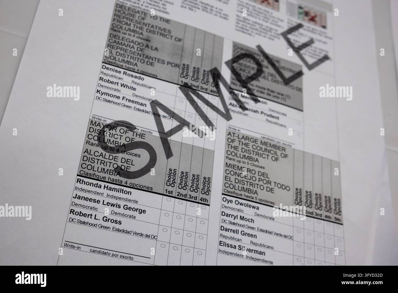 Sample Filing Library A sample ballot is seen at a polling location at the Martin Luther King ...