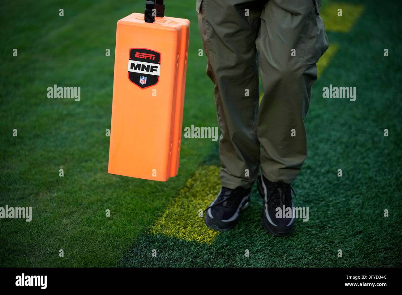 The logo for Monday Night Football is displayed before an NFL football ...