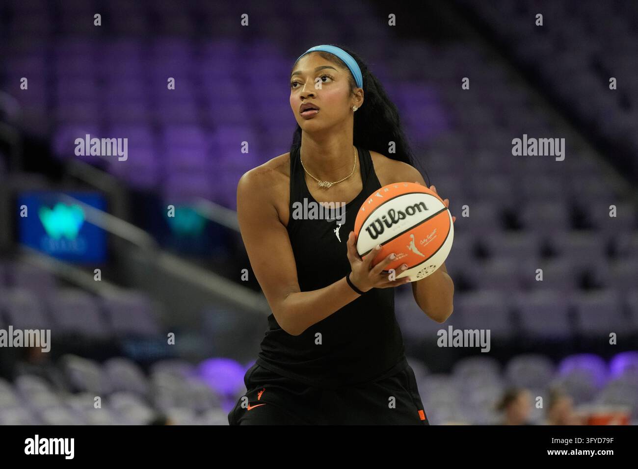 Atlanta Dream forward Angel Reese warms up before Game 5 of the WNBA ...