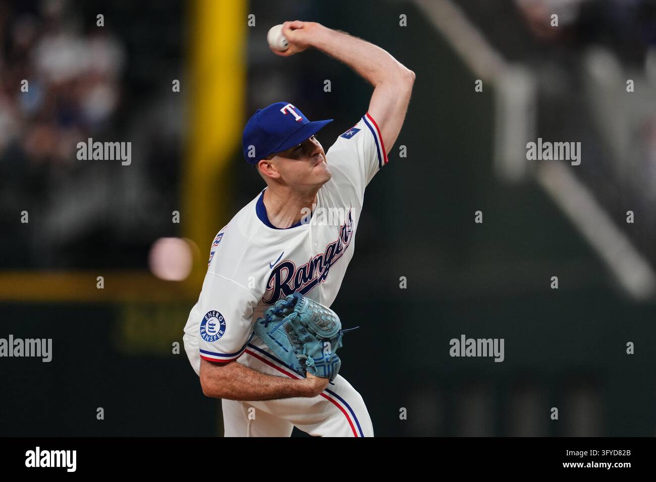 Texac Rangers Texas Rangers pitcher Cody Bradford throws to the Boston Red Sox during ...